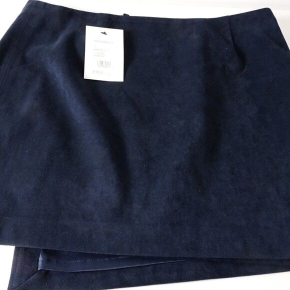Theory  IWG Wrap Skirt Brilliant Skirt  Navy Fulton Fuax Suede Skirt  NWT 195 - Picture 13 of 14